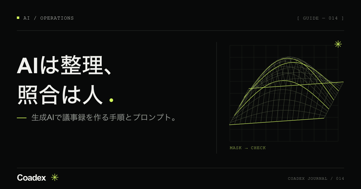 生成AIで議事録を作る手順と、そのまま使えるプロンプト